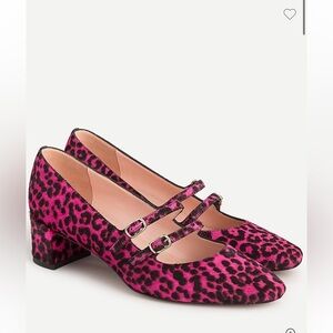 guc j crew Kate pumps in pink leopard calf hair 7 mary jane rare sold out